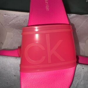 Calvin Klein Neon Pink Slide Sandals